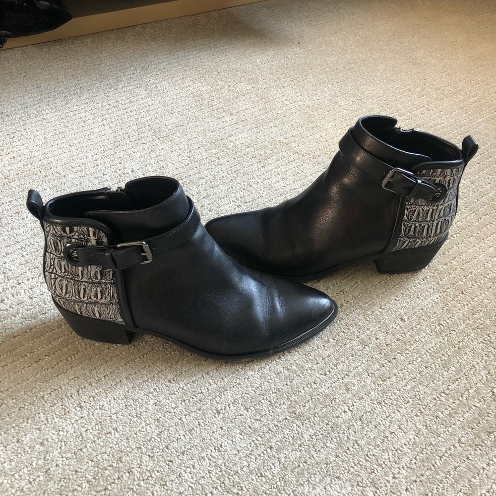 Circus by Sam Edelman Black Booties Faux B&W Croc